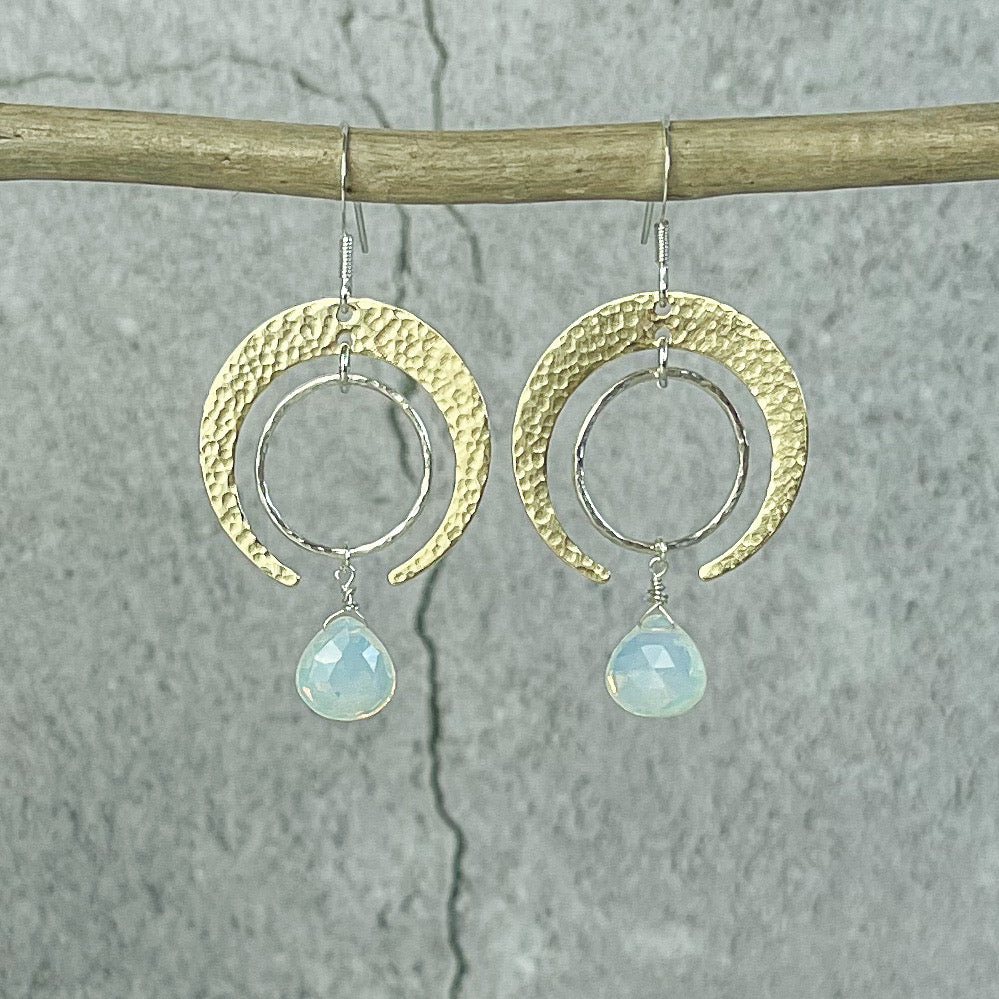 Opalite Drop Crescent Earrings