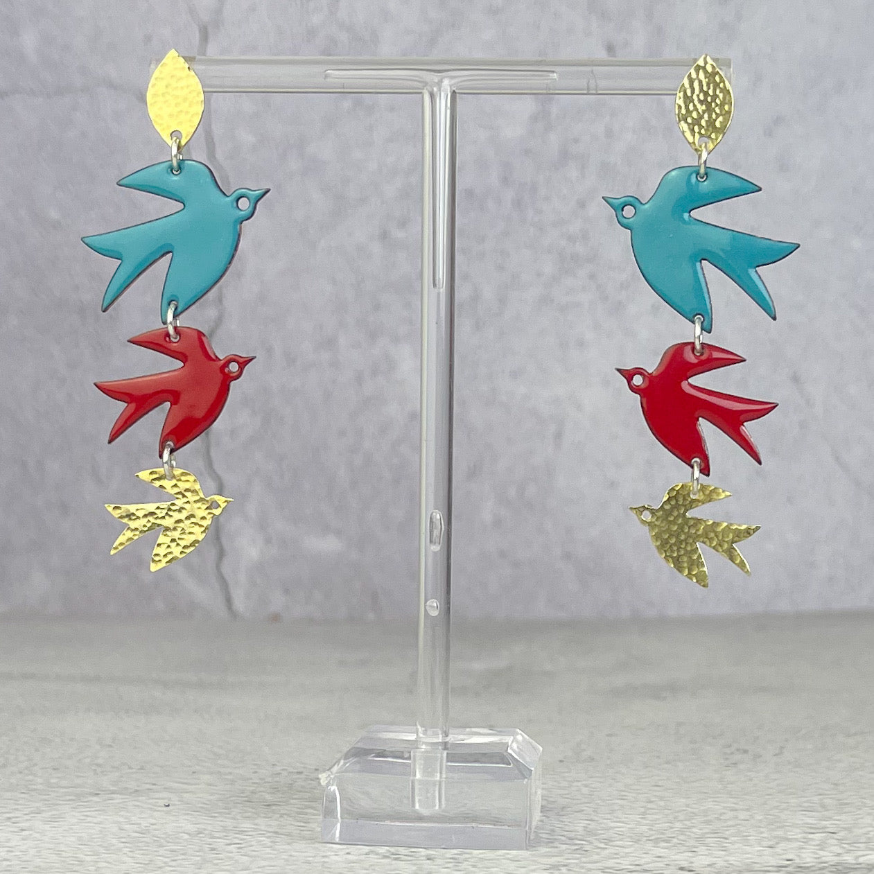 Blue & Red Swift Earrings
