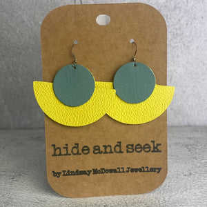 Yellow & Green Leather Earrings