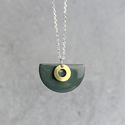 Steel Grey Semi Circle Necklace