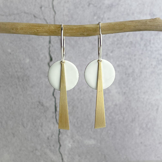 White Geometric Hoop Earrings
