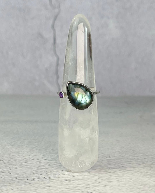 Labradorite & Amethyst Ring