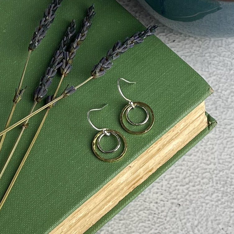 Dainty Brass & Silver Hoop Earrings