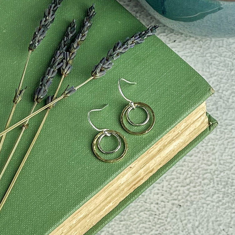 Dainty Brass & Silver Hoop Earrings