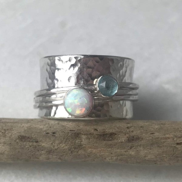 Opal & Topaz Spinning Ring