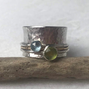 Peridot & Topaz Spinning Ring