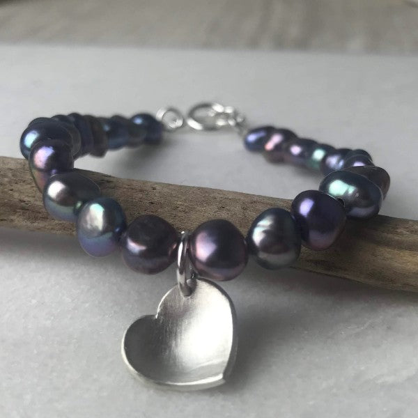 Peacock Pearl Heart Bracelet