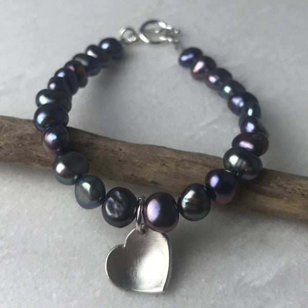 Peacock Pearl Heart Bracelet