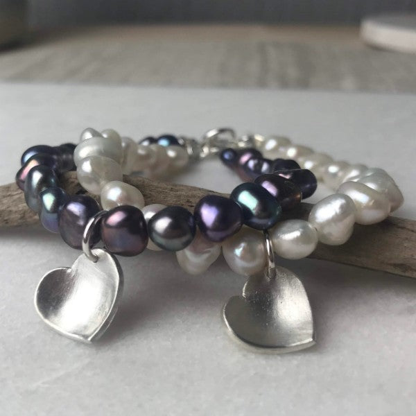 Peacock Pearl Heart Bracelet