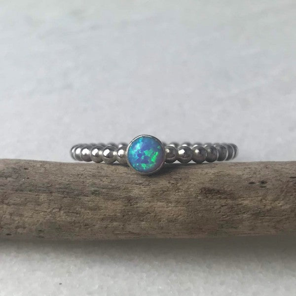 Blue Opal Beaded Ring