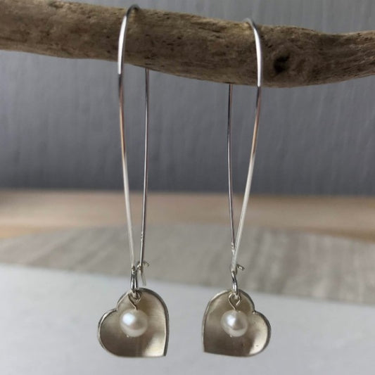 Cream Pearl Heart Earrings