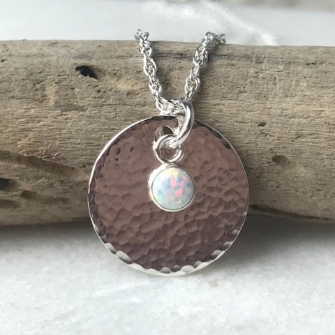 White Opal Disc Necklace