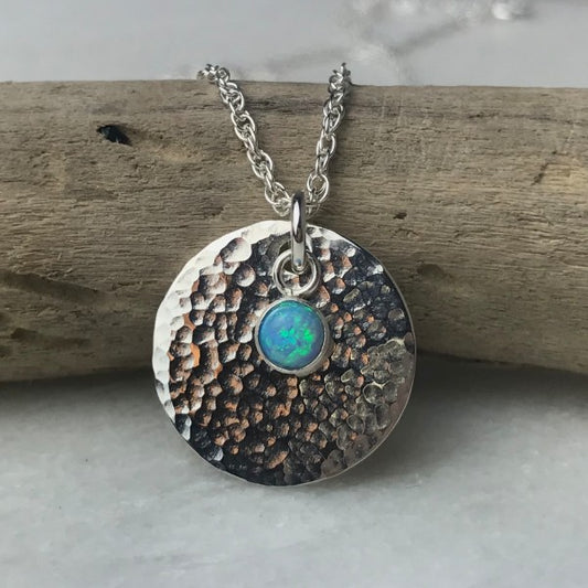 Blue Opal Disc Necklace