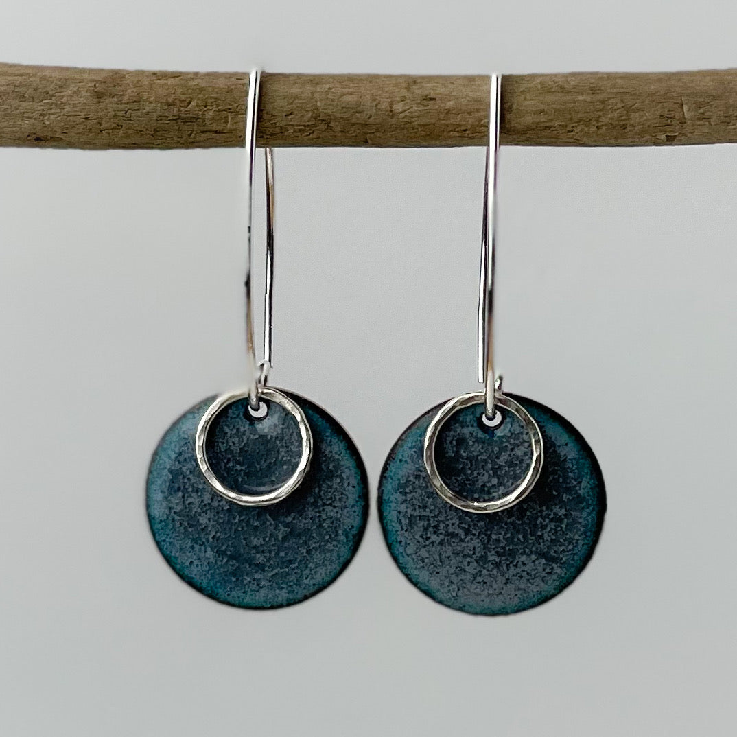 Grey Disc Earrings