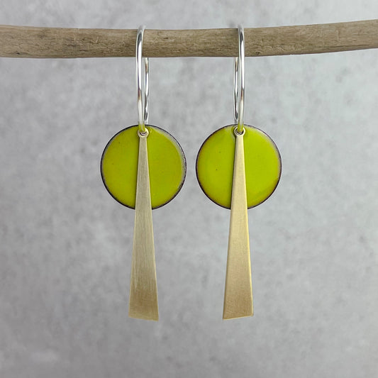 Bitter Green Geometric Hoop Earrings