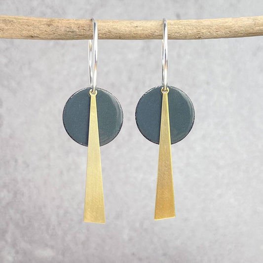 Steel Grey Geometric Hoop Earrings