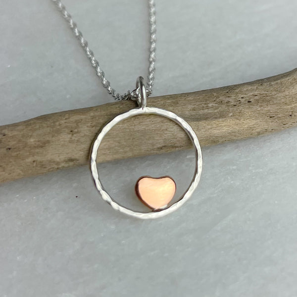 Copper Heart Hoop Necklace