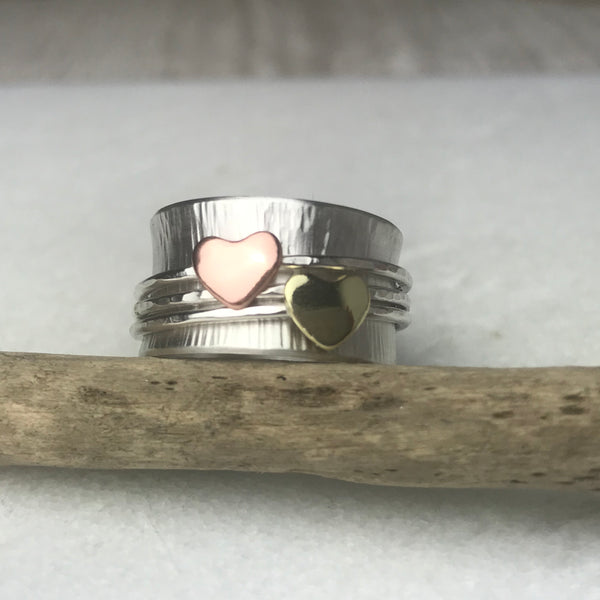 Double Heart Spinning Ring