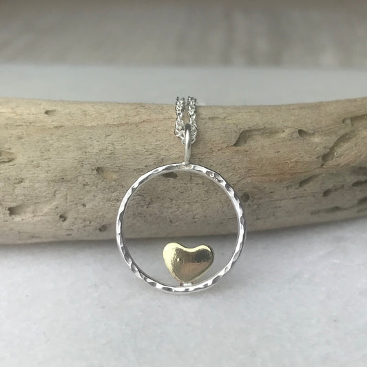 Brass Heart Hoop Necklace