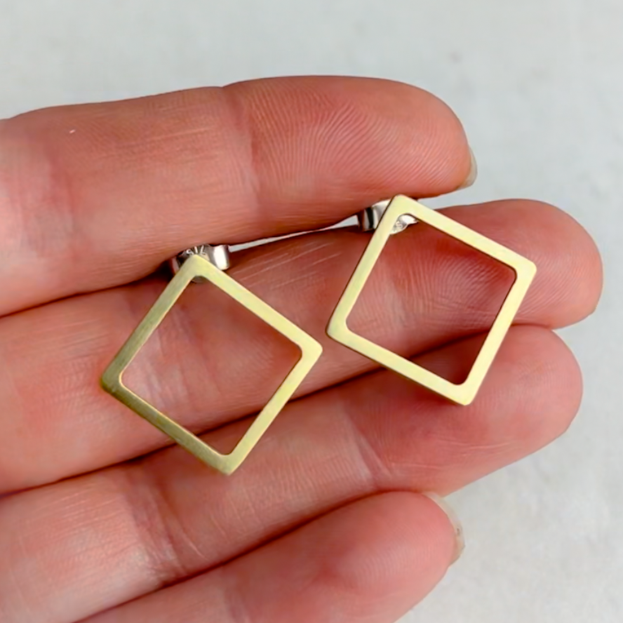 Brass Square Earrings