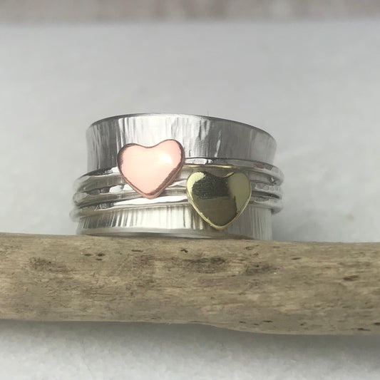 Double Heart Spinning Ring