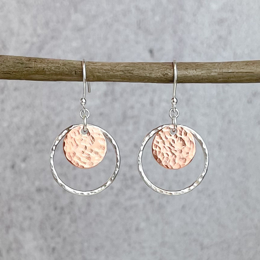 Beaten Copper Disc Earrings