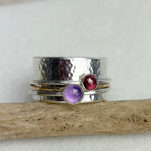 Amethyst & Garnet Spinning Ring