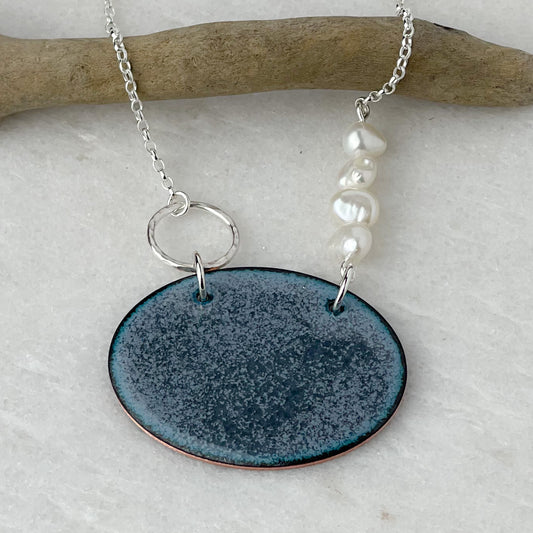 Grey Oval Necklace