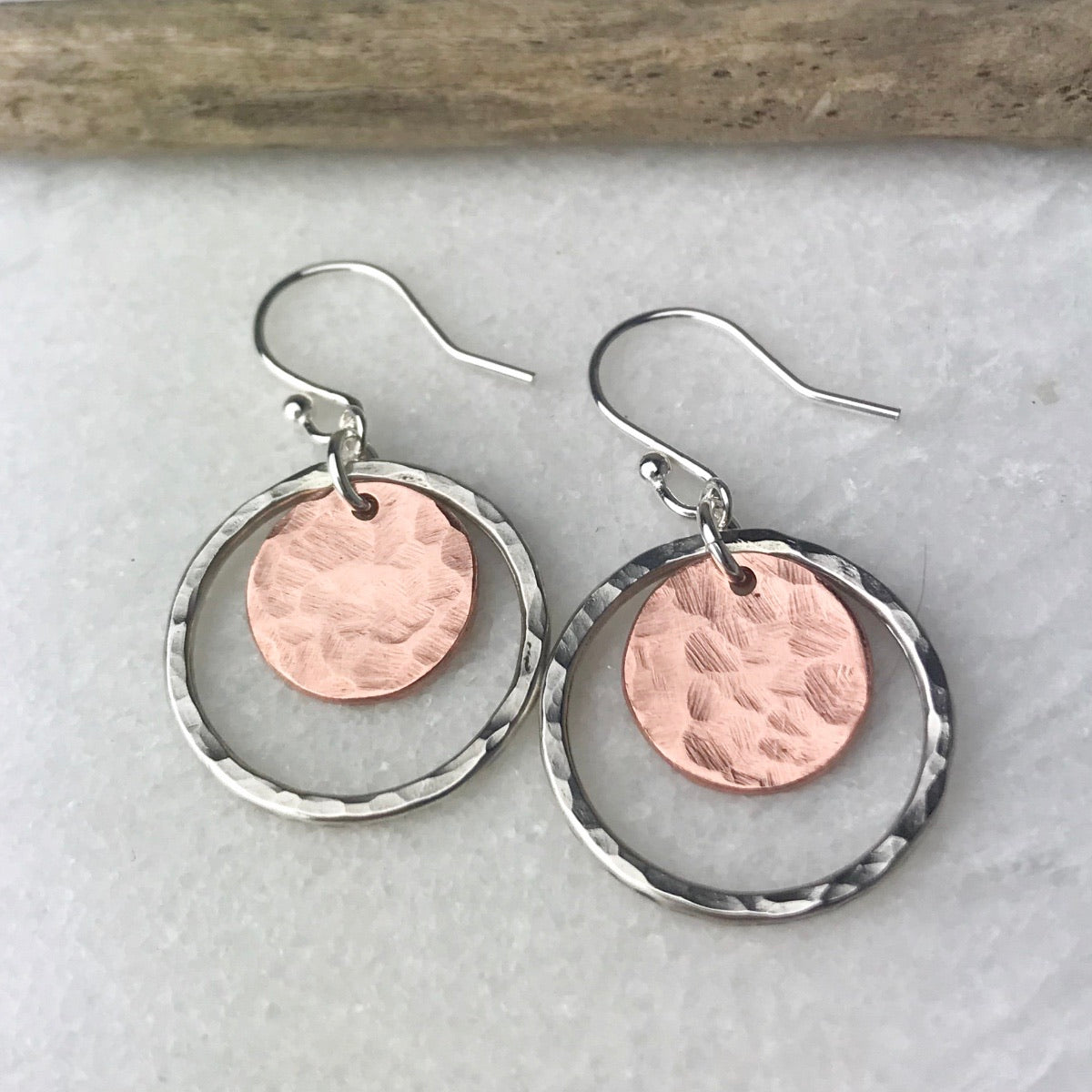 Beaten Copper Disc Earrings