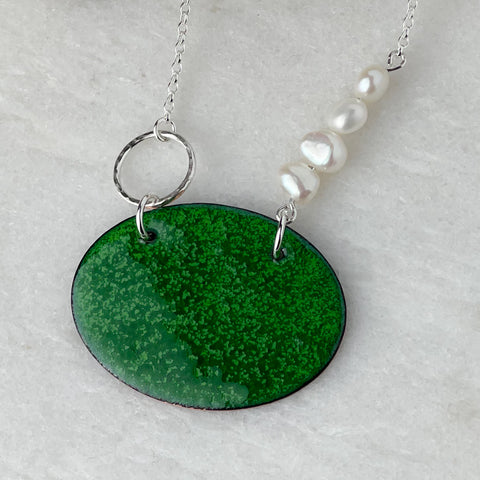 Grass Green Oval Necklace