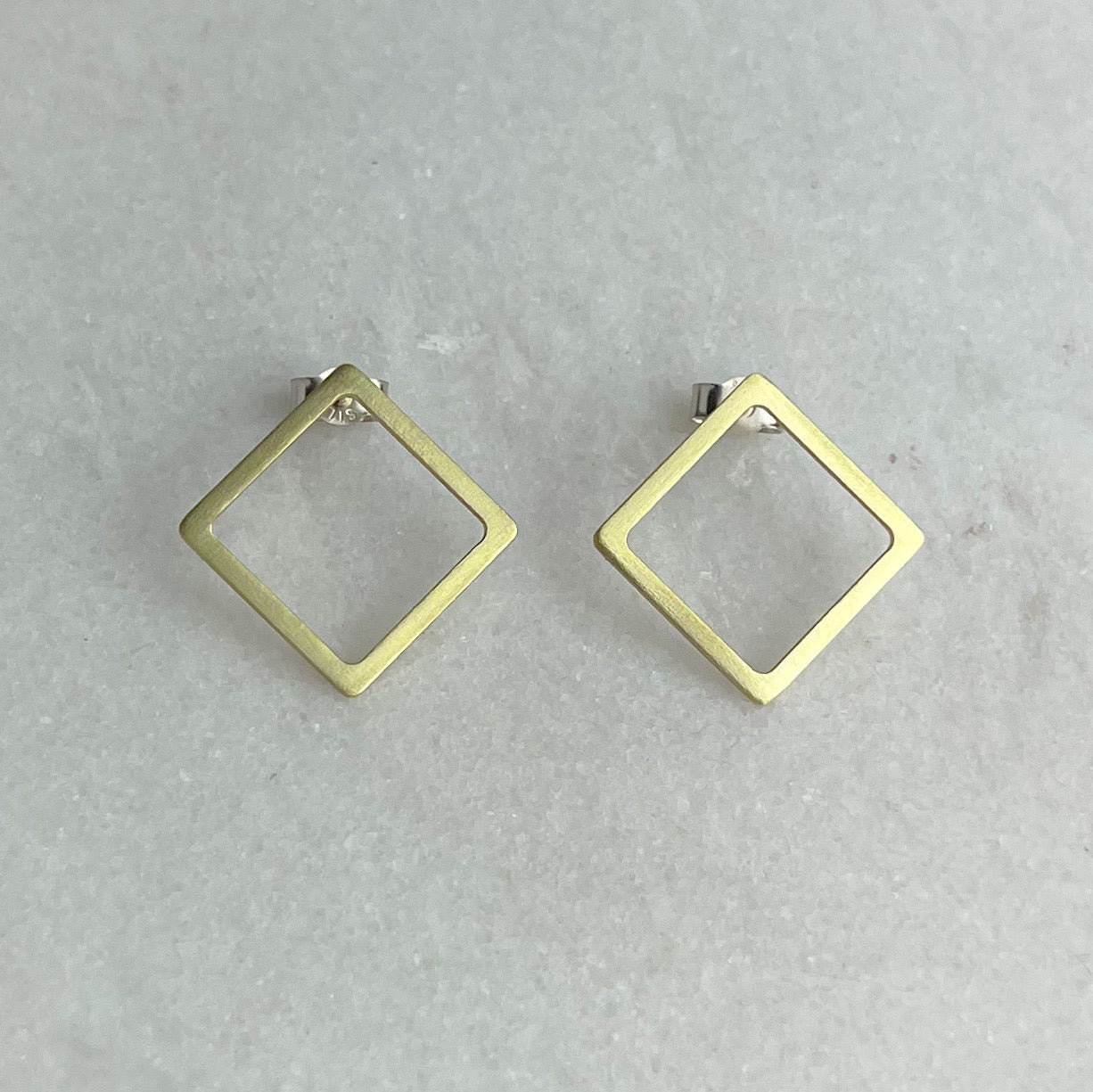 Brass Square Earrings