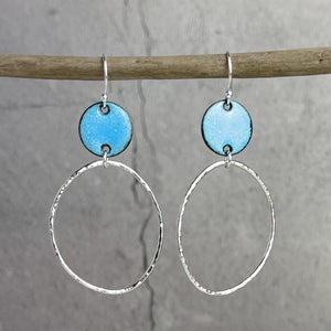 Turquoise Beaten Oval Hoop Earrings