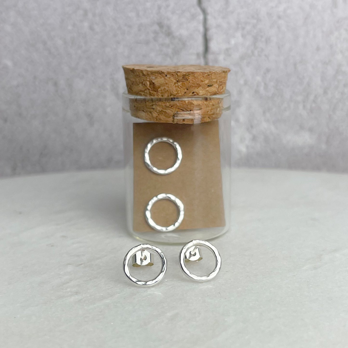 Beaten Hoop Stud Earrings